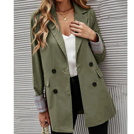 BUY Women's Solid Color Lapel Button Slim Fit Fit Blazer Online in United Kingdom - Styluxfusion
