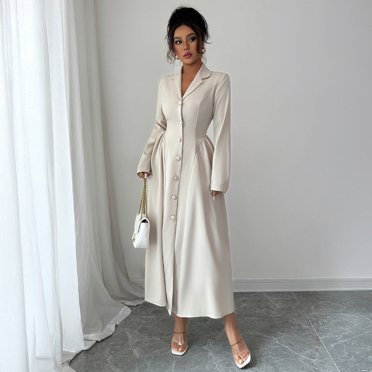 BUY Women's Solid Color Lapel Button Slim Fit Fit Blazer Online in United Kingdom - Styluxfusion