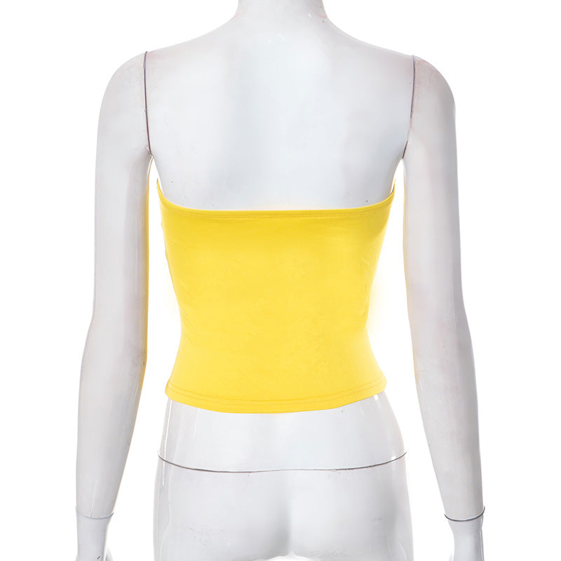 Summer New Open Umbilical Short Bra T shirt Women Tight Strap Top