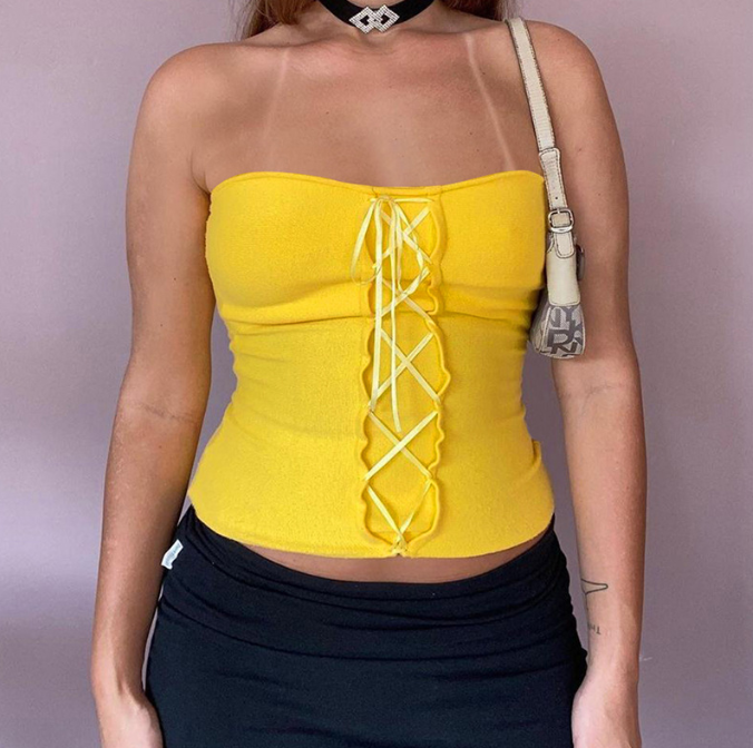 Summer New Open Umbilical Short Bra T shirt Women Tight Strap Top