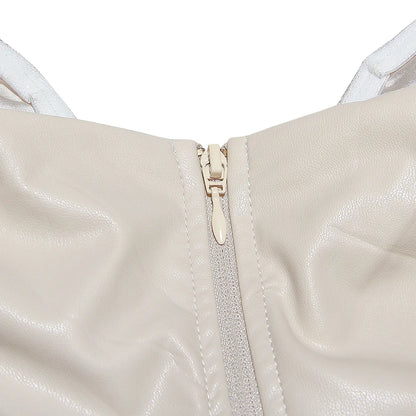High Quality Summer Crop Top Party Women PU Leather Fashion Lady Sleeveless Summer Slim