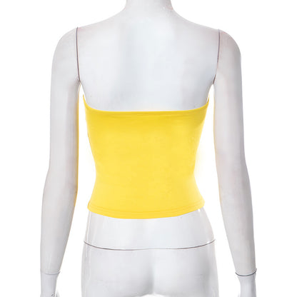 Summer New Open Umbilical Short Bra T shirt Women Tight Strap Top