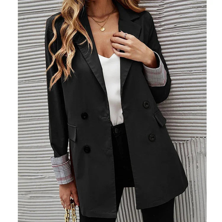 BUY Women's Solid Color Lapel Button Slim Fit Fit Blazer Online in United Kingdom - Styluxfusion