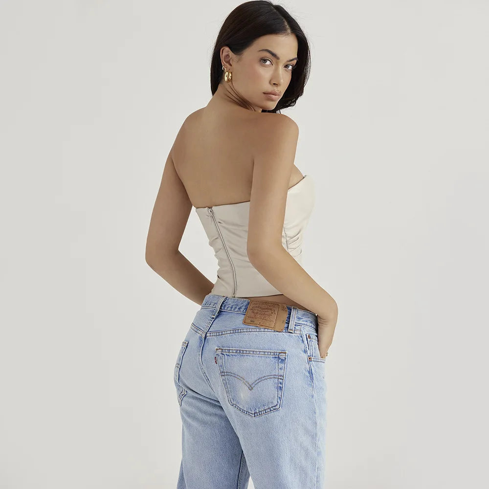 High Quality Summer Crop Top Party Women PU Leather Fashion Lady Sleeveless Summer Slim