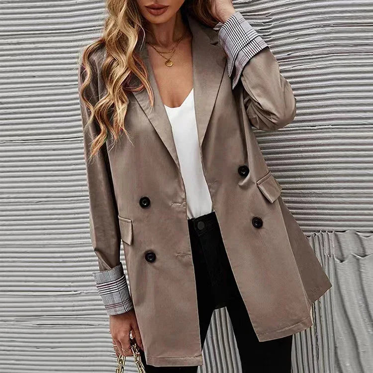 BUY Women's Solid Color Lapel Button Slim Fit Fit Blazer Online in United Kingdom - Styluxfusion