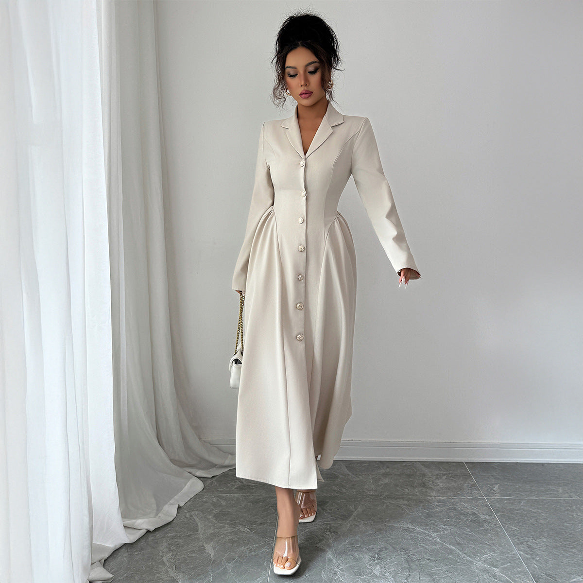 BUY Women's Solid Color Lapel Button Slim Fit Fit Blazer Online in United Kingdom - Styluxfusion