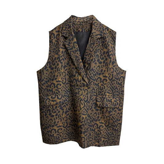 Leopard print vest dress, spring/summer new loose and slimming fashion casual A-line skirt