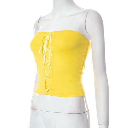 Summer New Open Umbilical Short Bra T shirt Women Tight Strap Top
