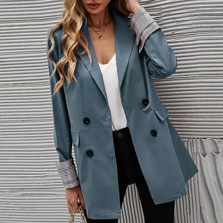 BUY Women's Solid Color Lapel Button Slim Fit Fit Blazer Online in United Kingdom - Styluxfusion