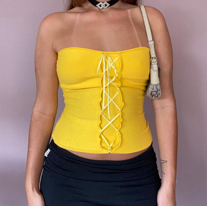 Summer New Open Umbilical Short Bra T shirt Women Tight Strap Top