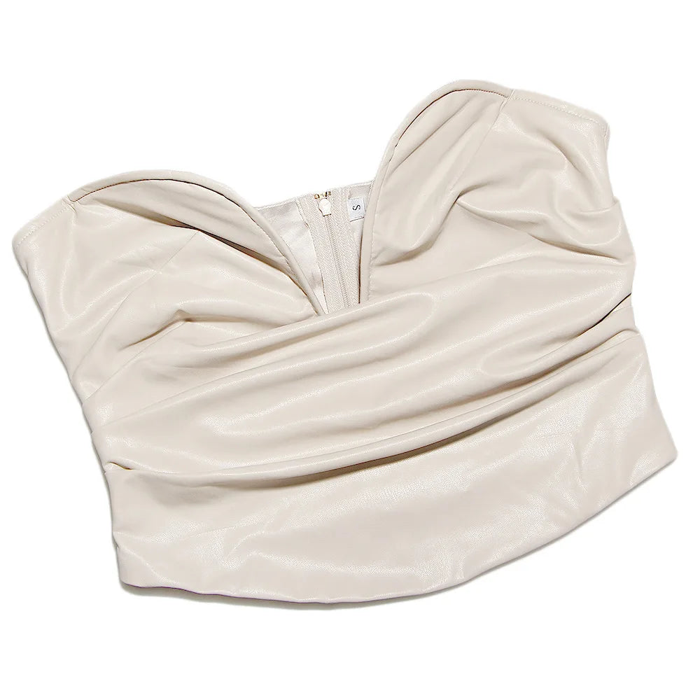 High Quality Summer Crop Top Party Women PU Leather Fashion Lady Sleeveless Summer Slim