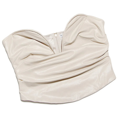 High Quality Summer Crop Top Party Women PU Leather Fashion Lady Sleeveless Summer Slim